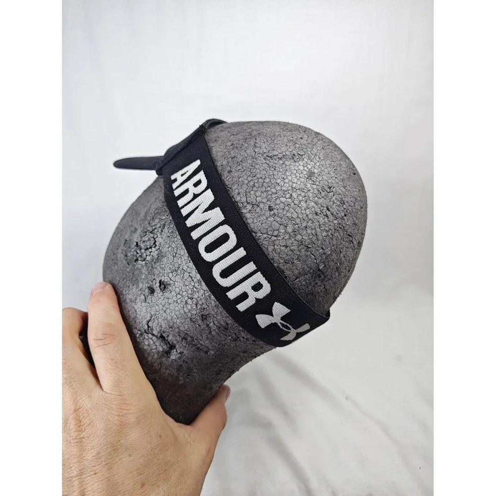 Under Armour Golf Black Visor UA Spell Out Script Logo Tennis Cap Hat OSFA Flex